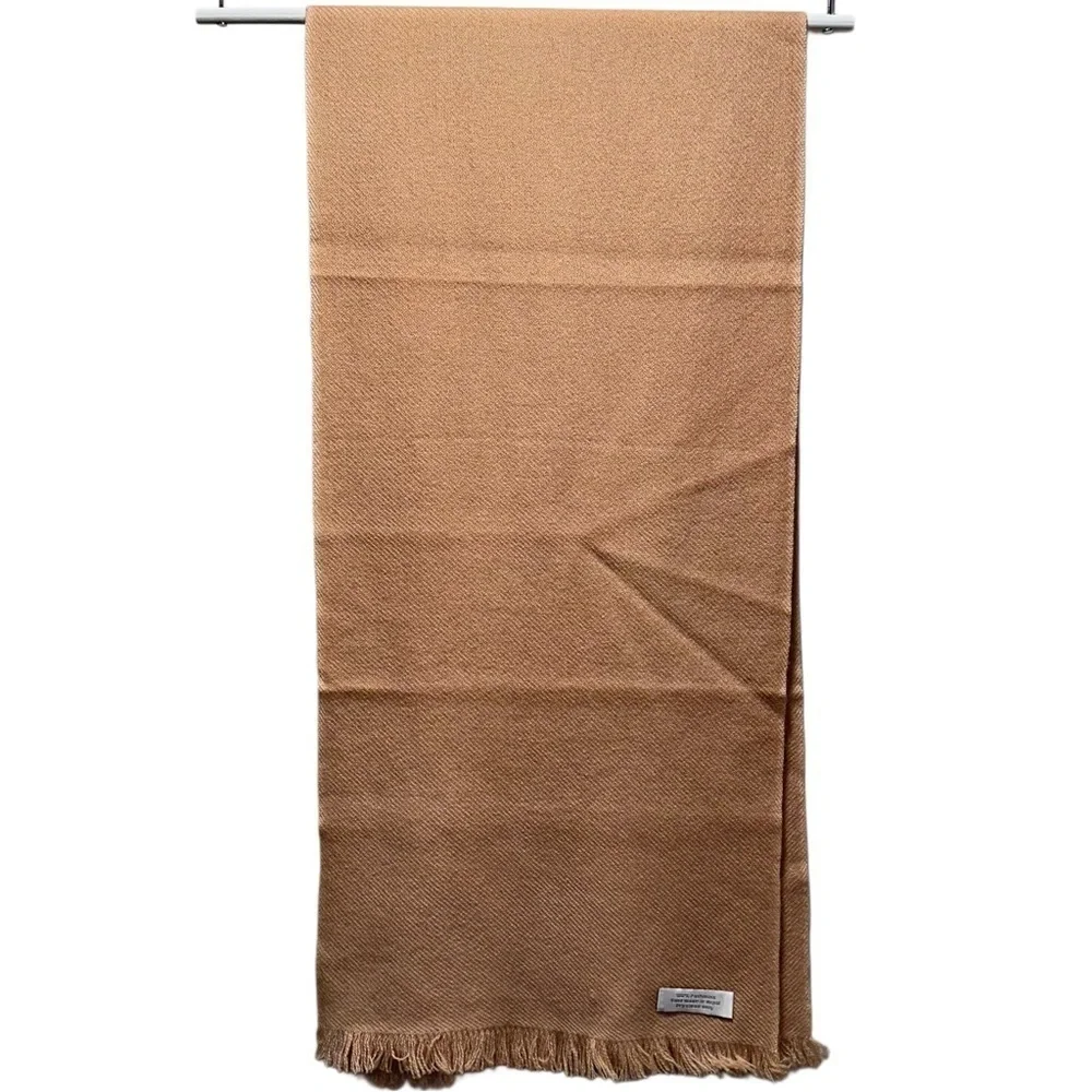 NWT 100% Pashmina Cashmere Muffler Scarf Genuine Chyangra Goat 4 Ply Twill -TAN